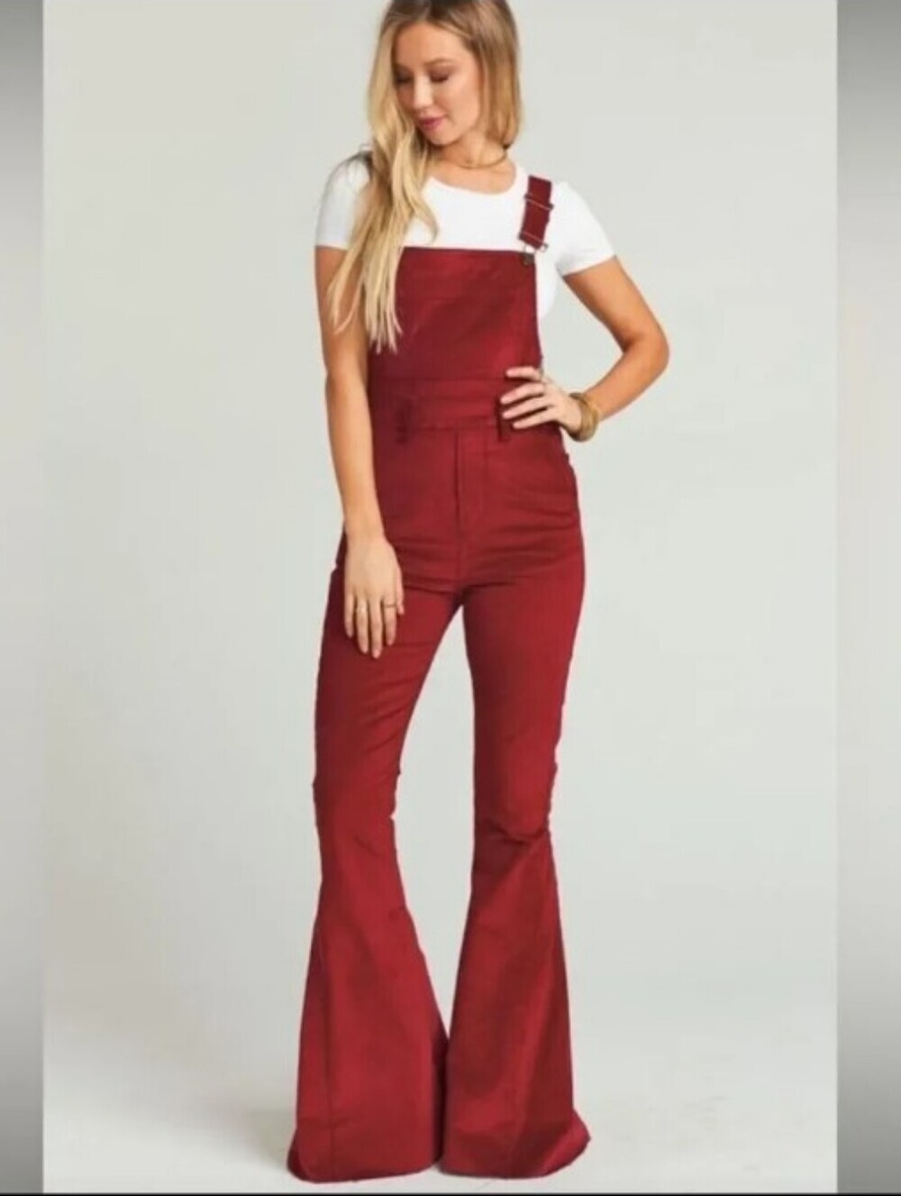 Show Me Your MuMu Berkeley Bell Overalls In Crimson Corduroy Size Small